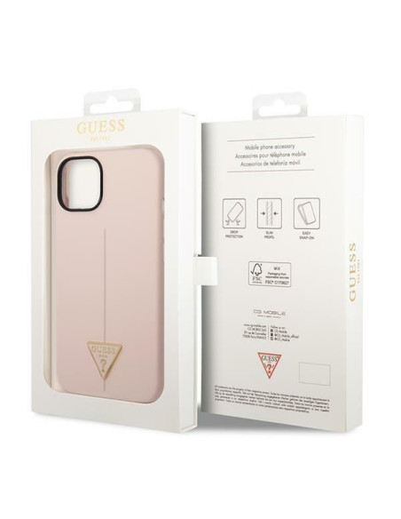 Coque GUESS pour IPHONE 13 / 14 / 15 GUHCP14SSLTGP (Triangle en silicone) rose