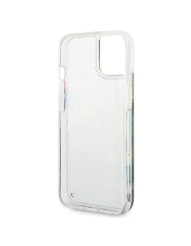 GUESS Coque pour IPHONE 13 / 14 / 15 GUHCP14SLFLSB (Flower Liquid Glitter) bleu