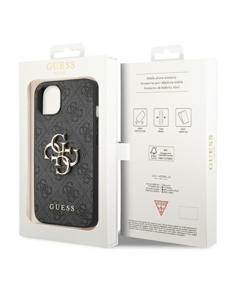 Coque GUESS pour IPHONE 13 / 14 / 15 GUHCP14S4GMGGR (4G Big Metal Logo) gris