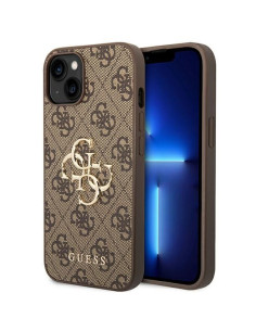 Coque GUESS pour IPHONE 13 / 14 / 15 GUHCP14S4GMGBR (4G Big Metal Logo) marron