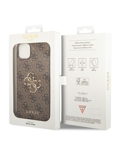 Coque GUESS pour IPHONE 13 / 14 / 15 GUHCP14S4GMGBR (4G Big Metal Logo) marron