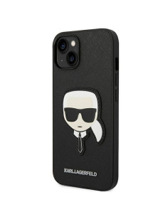Véritable KARL LAGERFELD Case KLHCP14MSAPKHK pour iPhone 14 PLUS (Saffiano avec patch Karl Head / Noir) 2