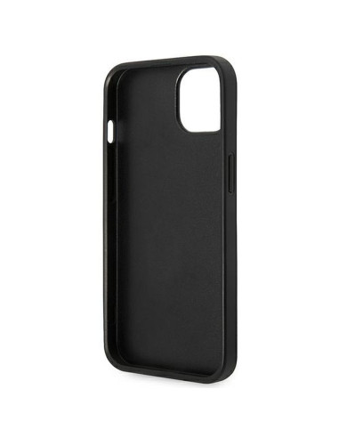 Véritable KARL LAGERFELD Case KLHCP14MSAPKHK pour iPhone 14 PLUS (Saffiano avec patch Karl Head / Noir)