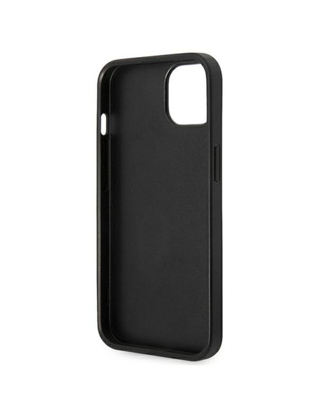 Véritable KARL LAGERFELD Case KLHCP14MSAPKHK pour iPhone 14 PLUS (Saffiano avec patch Karl Head / Noir)
