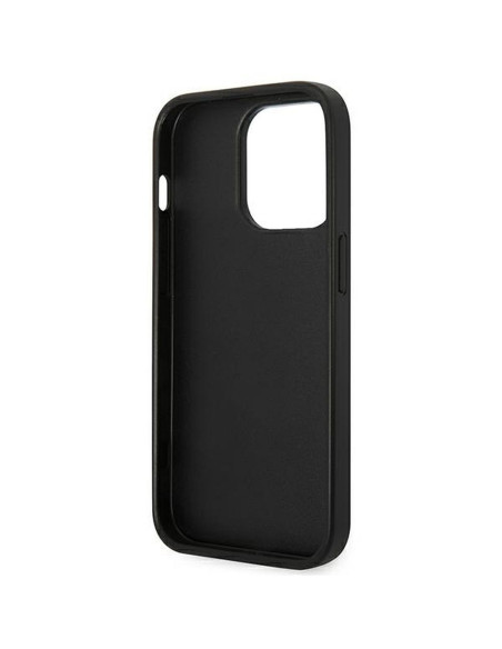 Véritable KARL LAGERFELD Case KLHCP14XSAPKHK pour iPhone 14 PRO MAX (Saffiano avec patch Karl Head / noir)