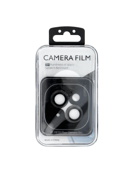 Cache appareil photo PROTECTOR 9H + applicateur pour IPHONE 15 / 15 PLUS noir