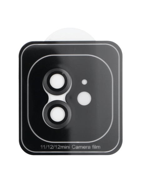 Cache appareil photo PROTECTOR 9H + applicateur pour IPHONE 11 / 12 MINI noir