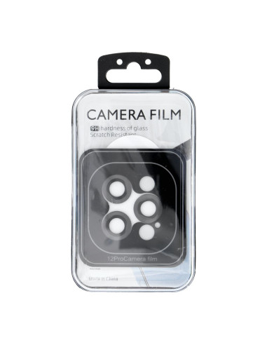 Cache appareil photo PROTECTOR 9H + applicateur pour IPHONE 12 PRO noir