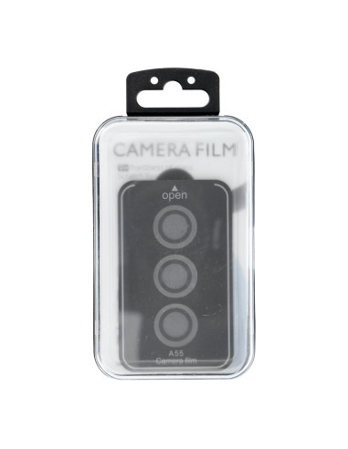 Cache appareil photo PROTECTOR 9H + applicateur pour SAMSUNG A55 noir