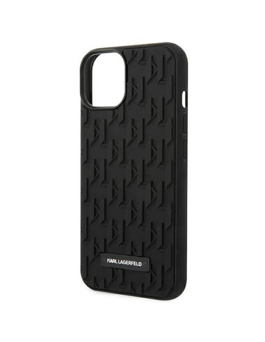 Véritable KARL LAGERFELD Case KLHCP14MRUPKLPK pour iPhone 14 PLUS (3D Rubber Case Monogram Pattern Metal Plate / Black)