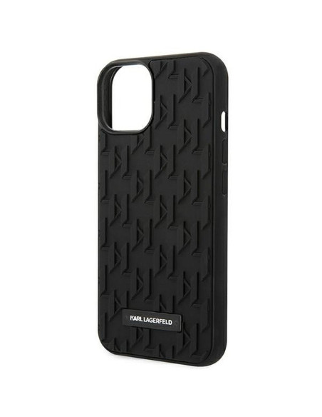 Véritable KARL LAGERFELD Case KLHCP14MRUPKLPK pour iPhone 14 PLUS (3D Rubber Case Monogram Pattern Metal Plate / Black)