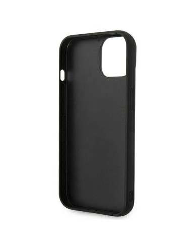 Véritable KARL LAGERFELD Case KLHCP14MRUPKLPK pour iPhone 14 PLUS (3D Rubber Case Monogram Pattern Metal Plate / Black)