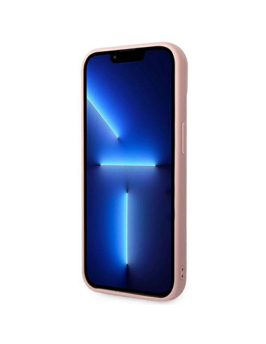 Véritable KARL LAGERFELD Case KLHCP14MRUPKLPP pour iPhone 14 PLUS (3D Rubber Case Monogram Pattern Metal Plate / Pink)