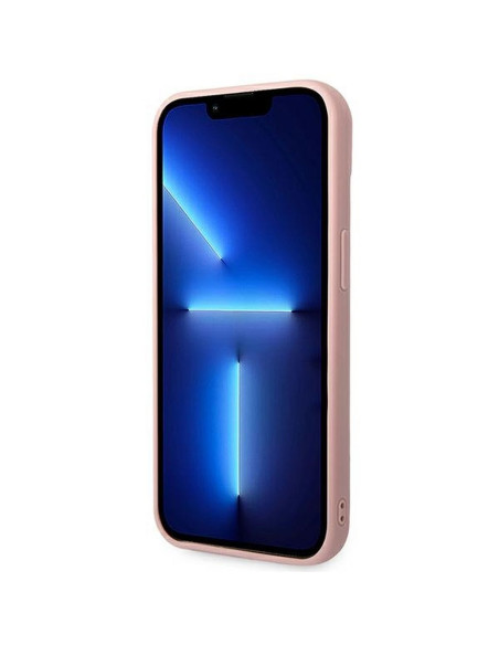 Véritable KARL LAGERFELD Case KLHCP14MRUPKLPP pour iPhone 14 PLUS (3D Rubber Case Monogram Pattern Metal Plate / Pink)