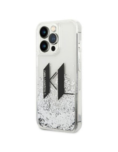 Véritable KARL LAGERFELD Case KLHCP14LLBKLCS pour iPhone 14 PRO (Liguid Glitter Big KL Logo / Silver) 2