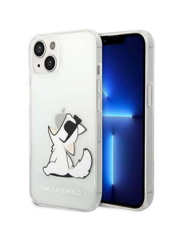 Véritable KARL LAGERFELD Case KLHCP14MCFNRC pour iPhone 14 PLUS (Choupette Eat / transparent)