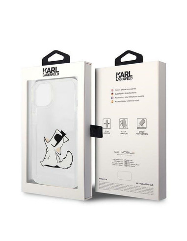 Véritable KARL LAGERFELD Case KLHCP14MCFNRC pour iPhone 14 PLUS (Choupette Eat / transparent)