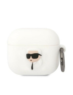 Véritable KARL LAGERFELD KLA3RUNIKH Case pour Apple Airpods 3 (3D Sil NFT Karl / white)