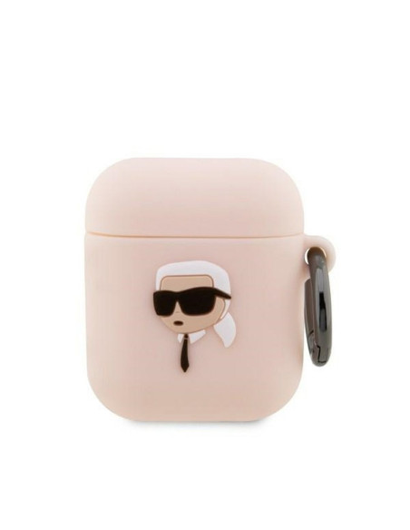 Véritable KARL LAGERFELD KLA2RUNIKP Case pour Apple Airpods 1 / 2 (3D Sil NFT Karl / pink)