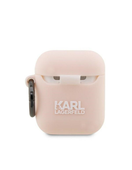 Véritable KARL LAGERFELD KLA2RUNIKP Case pour Apple Airpods 1 / 2 (3D Sil NFT Karl / pink)