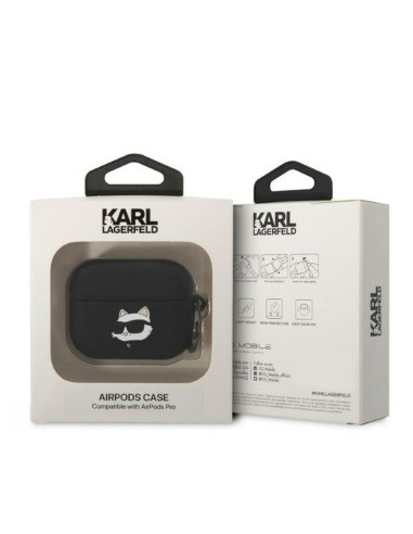 Véritable KARL LAGERFELD KLAPRUNCHK Case pour Apple Airpods Pro (3D Sil NFT Choupette / noir)