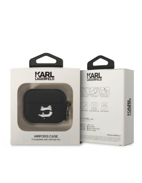 Véritable KARL LAGERFELD KLAPRUNCHK Case pour Apple Airpods Pro (3D Sil NFT Choupette / noir)