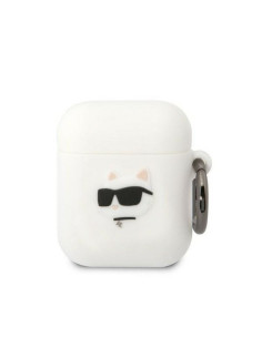 Véritable KARL LAGERFELD KLA2RUNCHH Case pour Apple Airpods 1 / 2 (3D Sil NFT Choupette / blanc)