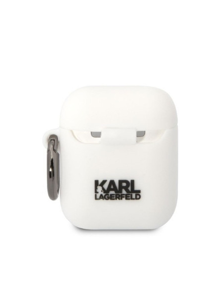 Véritable KARL LAGERFELD KLA2RUNCHH Case pour Apple Airpods 1 / 2 (3D Sil NFT Choupette / blanc)