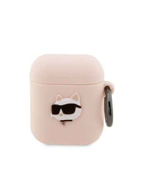 Véritable KARL LAGERFELD KLA2RUNCHP Case pour Apple Airpods 1 / 2 (3D Sil NFT Choupette / rose)