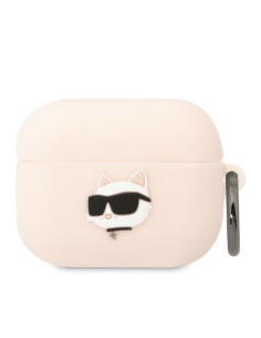 Original KARL LAGERFELD KLAPRUNCHP Case pour Apple Airpods Pro (3D Sil NFT Choupette / rose)
