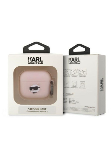 Véritable KARL LAGERFELD KLA3RUNCHP Case pour Apple Airpods 3 (3D Sil NFT Choupette / pink)