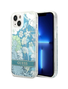 GUESS Coque pour IPHONE 13 / 14 / 15 GUHCP14SLFLSN (Flower Liquid Glitter) vert