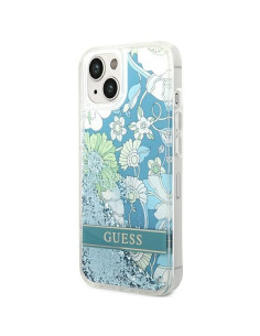 GUESS Coque pour IPHONE 13 / 14 / 15 GUHCP14SLFLSN (Flower Liquid Glitter) vert 2