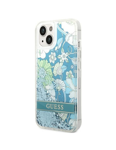 GUESS Coque pour IPHONE 13 / 14 / 15 GUHCP14SLFLSN (Flower Liquid Glitter) vert
