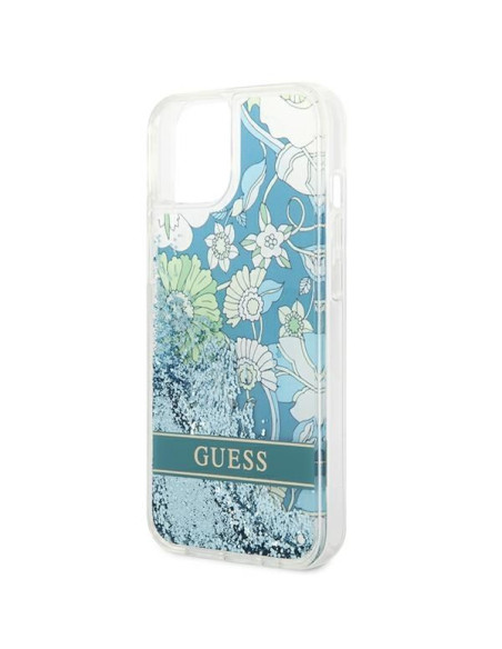 GUESS Coque pour IPHONE 13 / 14 / 15 GUHCP14SLFLSN (Flower Liquid Glitter) vert
