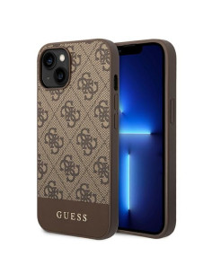 GUESS Coque pour IPHONE 13 / 14 / 15 GUHCP14SG4GLBR (4G Stripe Collection) marron