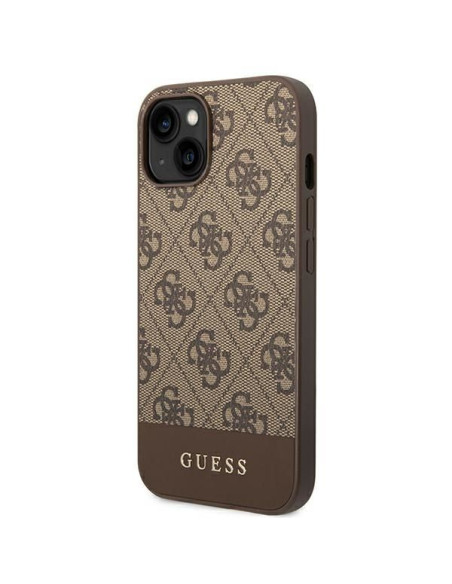 GUESS Coque pour IPHONE 13 / 14 / 15 GUHCP14SG4GLBR (4G Stripe Collection) marron
