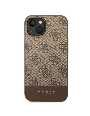 GUESS Coque pour IPHONE 13 / 14 / 15 GUHCP14SG4GLBR (4G Stripe Collection) marron
