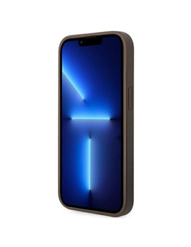 GUESS Coque pour IPHONE 13 / 14 / 15 GUHCP14SG4GLBR (4G Stripe Collection) marron