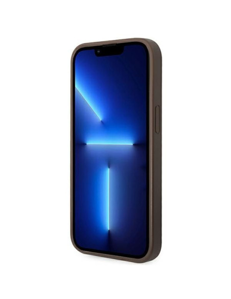 GUESS Coque pour IPHONE 13 / 14 / 15 GUHCP14SG4GLBR (4G Stripe Collection) marron