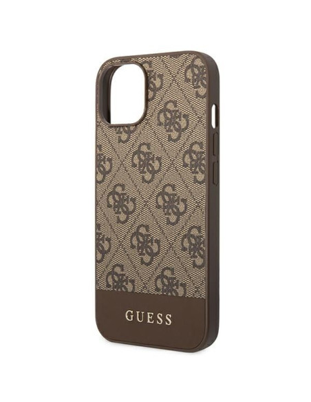GUESS Coque pour IPHONE 13 / 14 / 15 GUHCP14SG4GLBR (4G Stripe Collection) marron