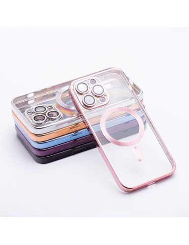 ELECTRO MAG COVER case compatible with MagSafe for IPHONE 16 rose gold
