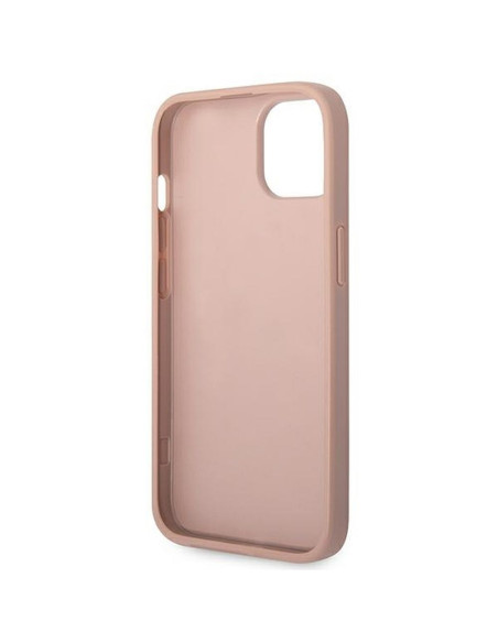 Véritable GUESS Case GUHCP14MPSASBPI pour iPhone 14 PLUS (Saffiano avec logo en métal / rose)