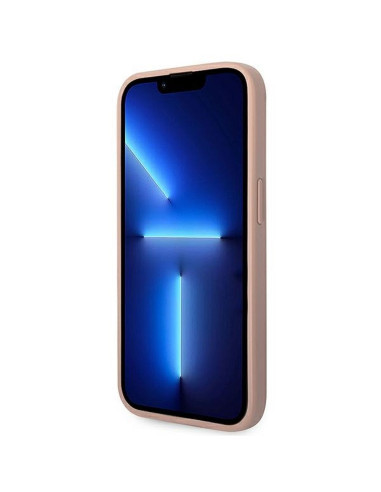 Véritable GUESS Case GUHCP14LPSASBPI pour iPhone 14 PRO (Saffiano avec logo en métal / rose)