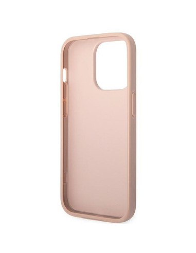Véritable GUESS Case GUHCP14LPSASBPI pour iPhone 14 PRO (Saffiano avec logo en métal / rose)