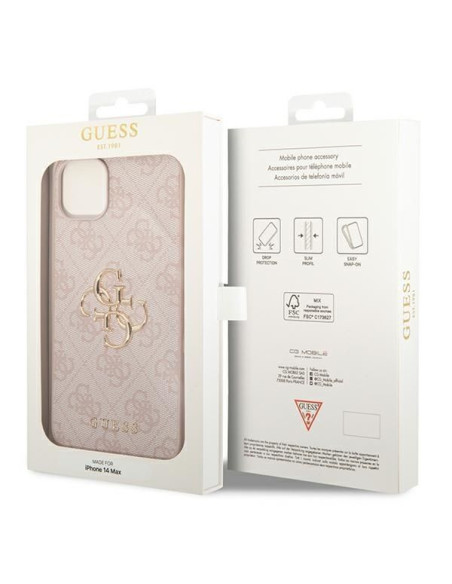 Coque GUESS pour IPHONE 13 / 14 / 15 GUHCP14S4GMGPI (4G Big Metal Logo) rose