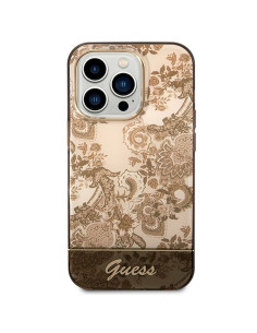Véritable GUESS Case GUHCP14LHGPLHC pour iPhone 14 PRO (IML Electro Cam TDJ / ochre)