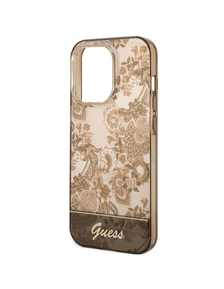 Véritable GUESS Case GUHCP14XHGPLHC pour iPhone 14 PRO MAX (IML Electro Cam TDJ / ochre)