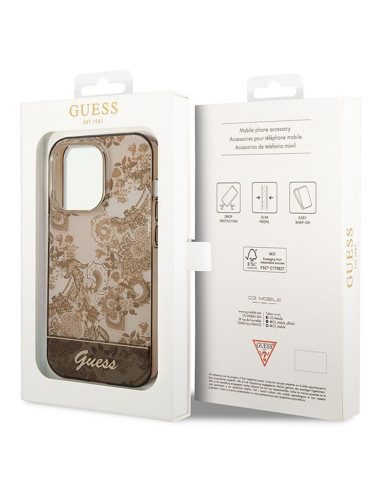 Véritable GUESS Case GUHCP14XHGPLHC pour iPhone 14 PRO MAX (IML Electro Cam TDJ / ochre)