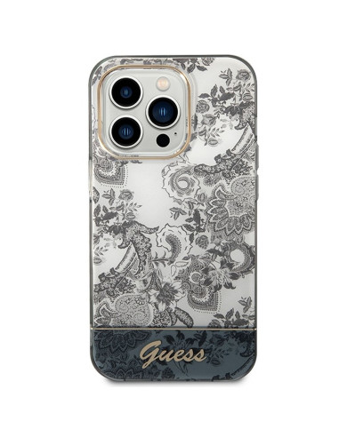 Véritable GUESS Case GUHCP14LHGPLHG pour iPhone 14 PRO (IML Electro Cam TDJ / gris)